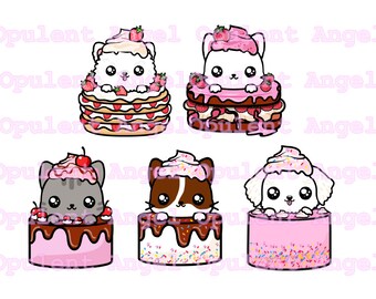 Kawaii Clipart Cakes Pack, Kawaii Icons, Notion Icons, Cherry, Whipped Cream, Frosting, Birthday, Bakery, Baker, Summer Cake, Butter