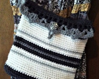 Crochet Purse Pattern, Simply Striped Purse, Crochet Tote, Striped Purse Pattern
