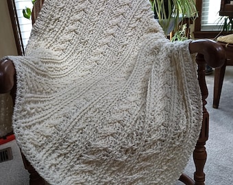 Crochet Blanket Pattern, Calming Cables Blanket, Bliss Blankets, Crochet Afghan Pattern, Crochet Cable Blanket, Crochet Cable Throw