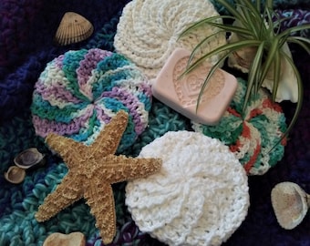 Spa Bath Spiral Scrubbies, Crochet Pattern, Crochet Dishcloth Pattern, Crochet Washcloth Pattern, Spa Bath Crochet, Crochet Tawashi