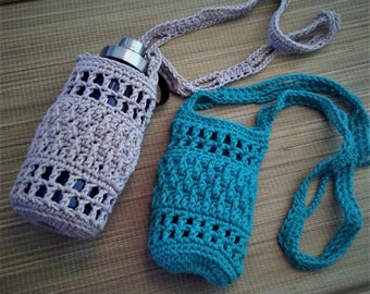 Crochet Drink Holder Pattern, Marnie Crossbody Drink Carrier, Crochet Water Bottle Carrier Pattern, Crochet Bottle Holder