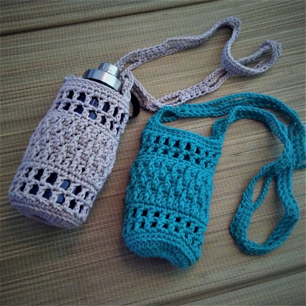 Crochet Drink Holder Pattern, Marnie Crossbody Drink Carrier, Crochet Water Bottle Carrier Pattern, Crochet Bottle Holder