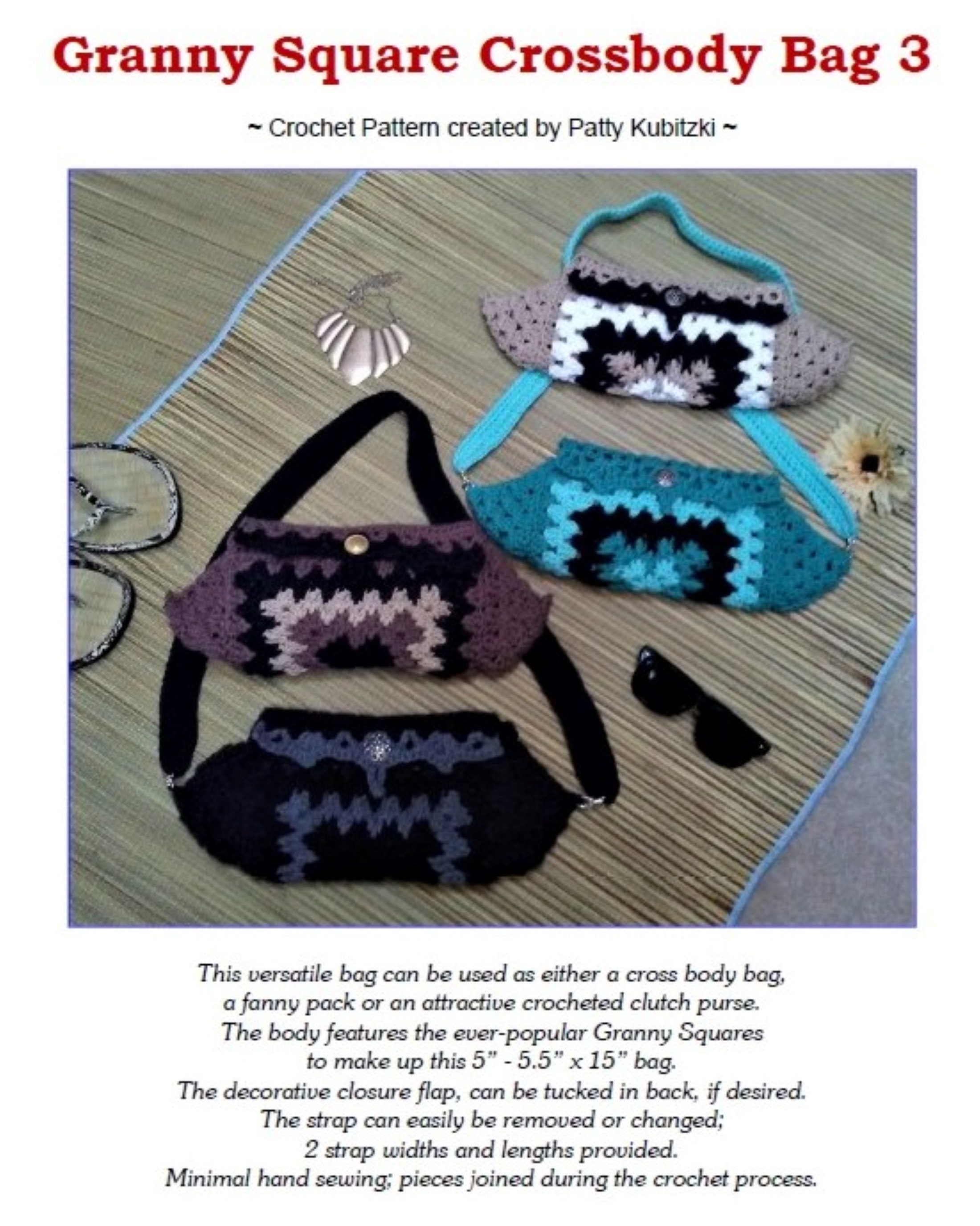 Crochet Bag Pattern Granny Square Crossbody Bag 3 Crochet Granny