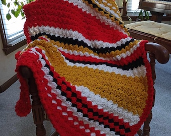 Crochet Blanket Pattern, Game On Bulky Blanket, Bliss Blankets, Crochet Afghan Pattern, Crochet Bulky Pattern, Beginner Throw Pattern