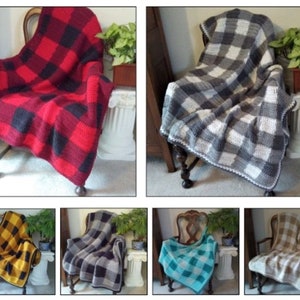 Crochet Blanket Pattern, Passion for Plaid Blanket, Bliss Blankets, Buffalo Plaid Afghan Pattern, Crochet Throw Pattern