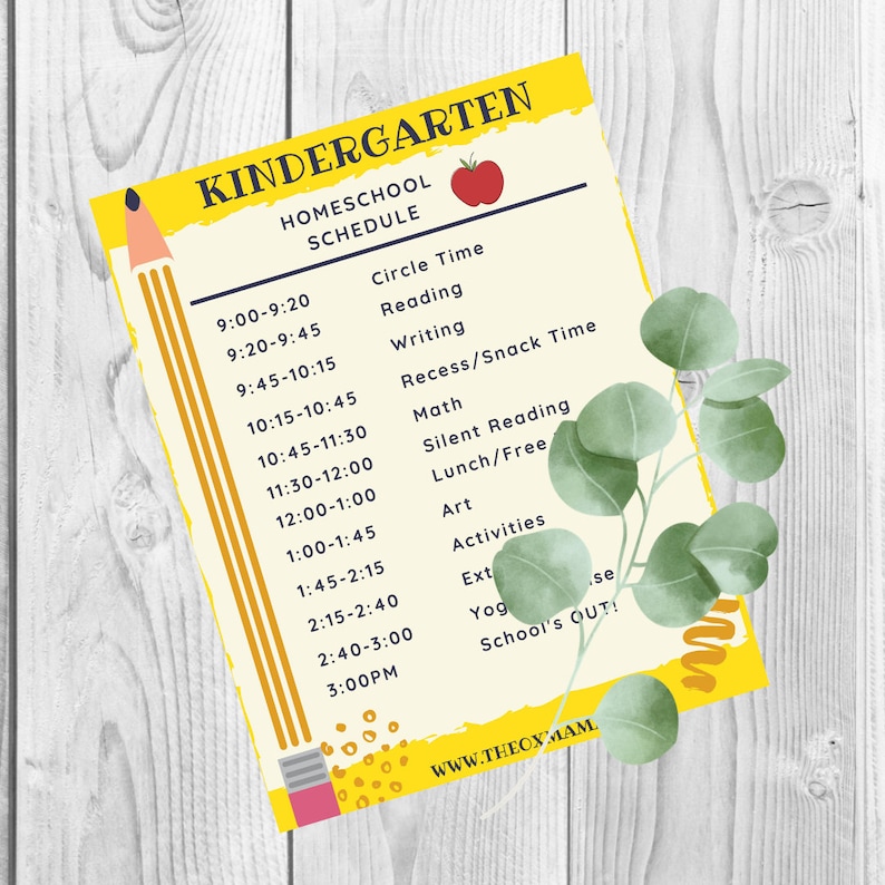 Kindergarten Homeschool Schedule Printable Full Day Kindergarten Homeschool Schedule Homeschool Print image 2