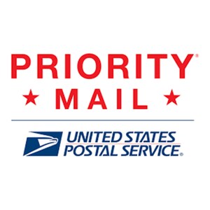 May include: Red and white logo for Priority Mail, a service of the United States Postal Service.
