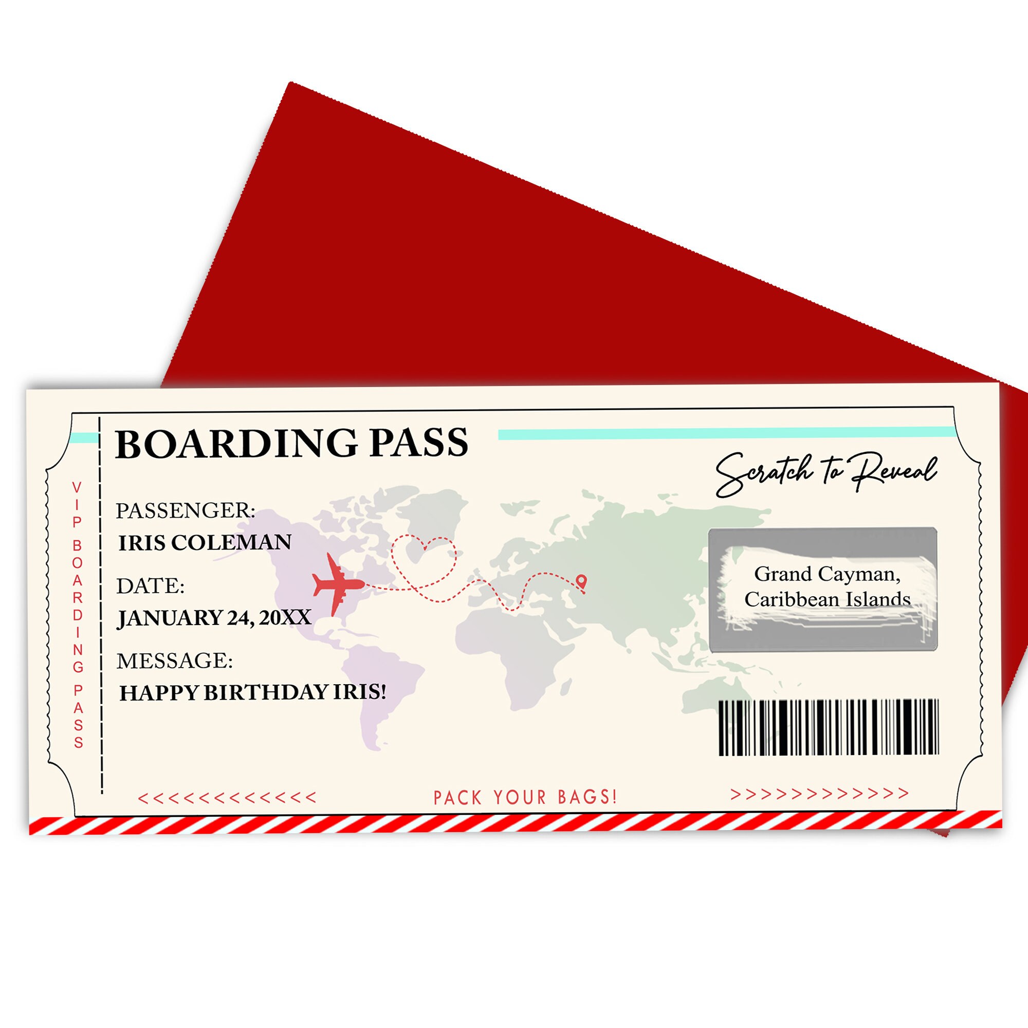 Personalized Boarding Pass , Custom Surprise Trip Announcement