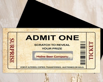 Surprise Reveal Card, Scratch Reveal Ticket, Custom boarding pass, Surprise birthday Gift, Scratch off tickets