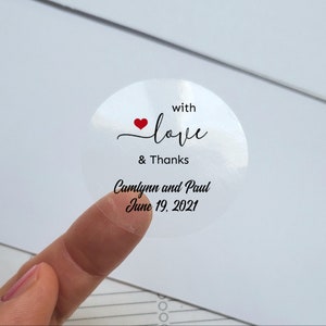 Adesivi rotondi trasparenti personalizzati / Etichette circolari personalizzate / Sigillo trasparente / Addio al nubilato / Baby shower / Grazie / Etichette bomboniere