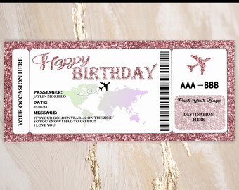 Carte d'embarquement personnalisée, faux billet d'avion, révélation de voyage surprise imprimable, carte d'expérience personnalisée - téléchargement immédiat et modifiable