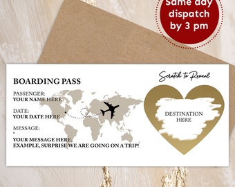 Surprise Trip Reveal, Custom Christmas boarding pass, Surprise Vacation Card, Personalized Experience Card, Scratch off ticket Gift