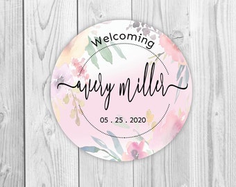 Custom Birth Announcement Stickers, Birth stats labels, Customized photo baby birth stat seals, Birth gift sticker, Birth details