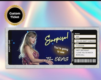 Kundenspezifisches Konzertkarten-Geschenk, Überraschungs-Enthüllungs-Event-Karte - personalisiertes Live-Aufführungs-Andenken für Musikfans Digital bedruckbar