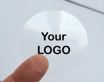 Custom transparent logo seal, Business  branding packaging stickers, Personalized clear round labels