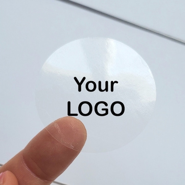 Custom transparent logo seal, Business  branding packaging stickers, Personalized clear round labels