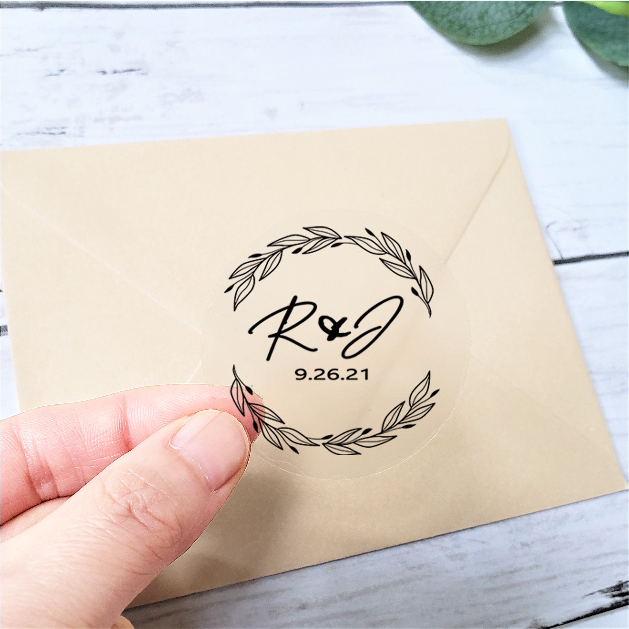 Wedding Stickers. Foiled Personalised Initials Envelope Seals. 