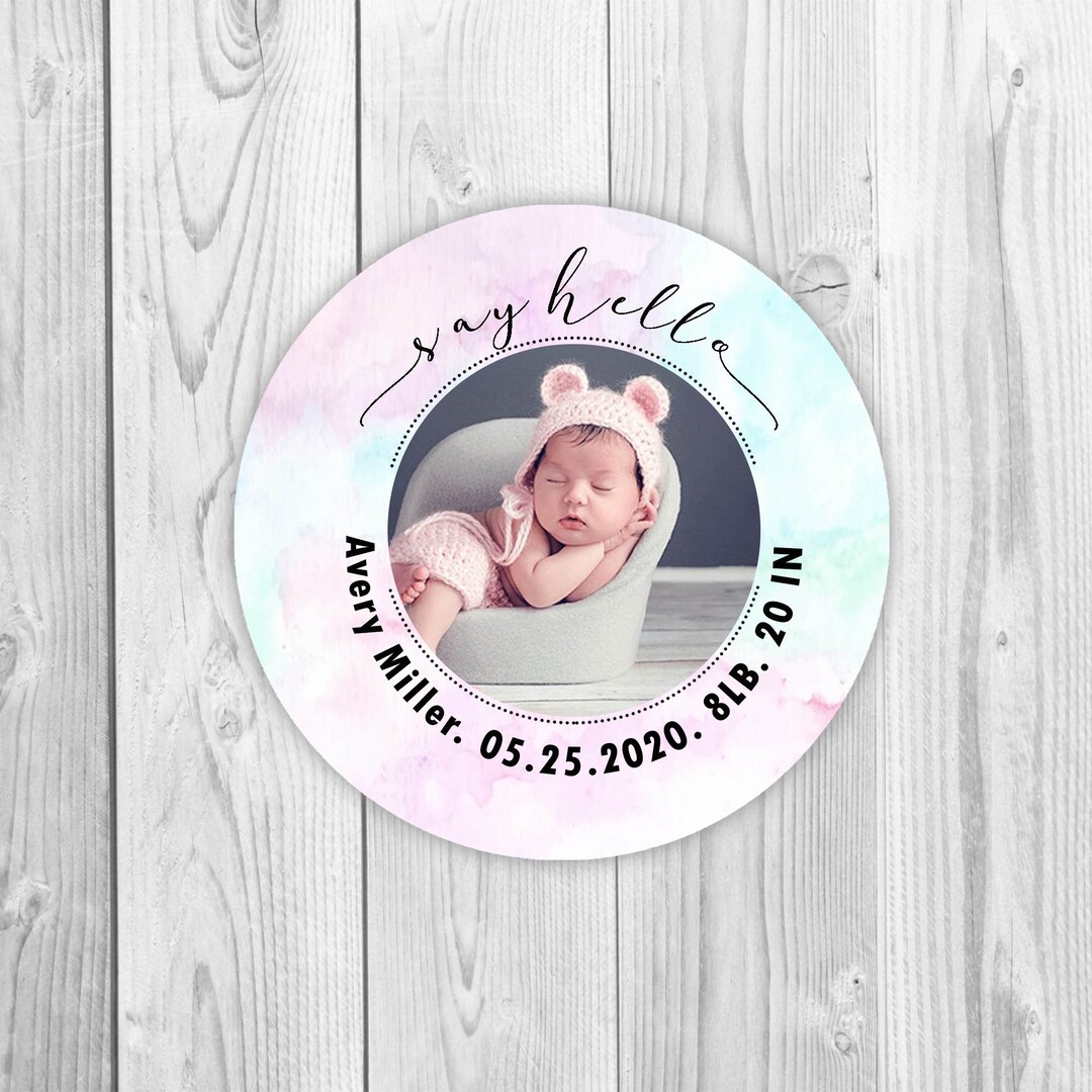 Birth Announcement Stickers, Birth Stats Labels, Custom Photo Baby ...
