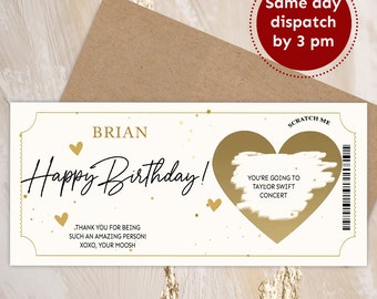 Surprise Reveal Concert Ticket, Custom Surprise Christmas Announcement Card, Personalized Experience Card, Scratch off ticket Gift