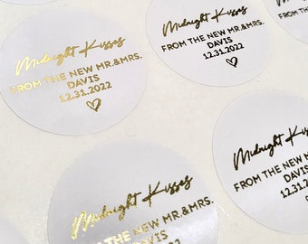 Custom Round Foil Stickers, Personalized Circle gold sticker, Customized Business Logo Seals, Metallic Labels for Wedding, Party or Event.