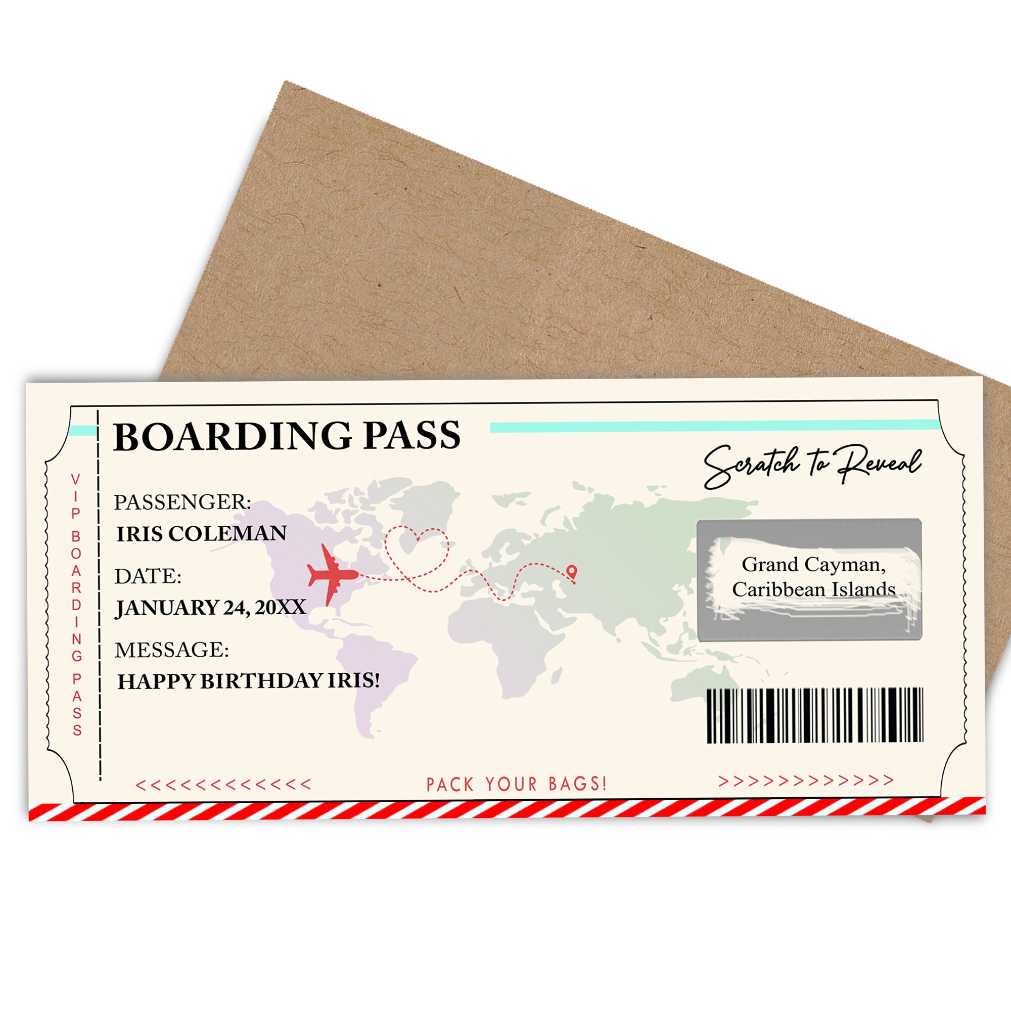Personalized Boarding Pass , Custom Surprise Trip Announcement