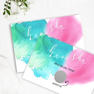 10 gender reveal kaarten, leuk gender reveal baby shower spel, het is een jongen of het is een meisje kaart, baby reveal kraskaarten, nieuwe aankomst kaart