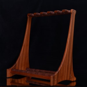 Mountain Rock Guitar Rack 5 Guitar Stand, Solid Mahagony Wood and Italian Leather! Outstanding Design meets Craftmanship.