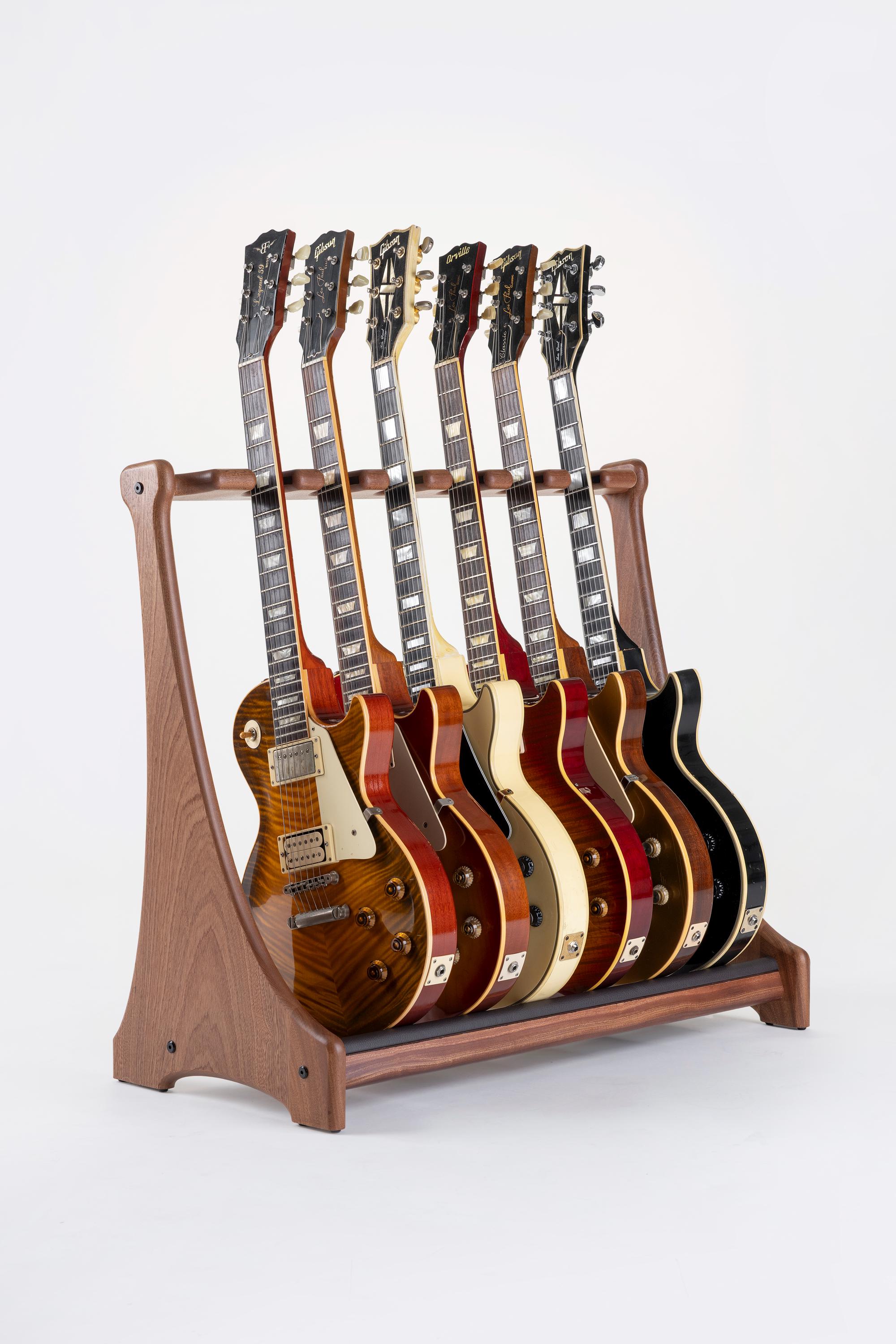 BERGFELS Bergstand 6 Guitars, guitar stand, solid wood and leather!