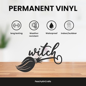 Witch & Broom Vinyl Decal – Halloween Decor, Magic Lover Gift
