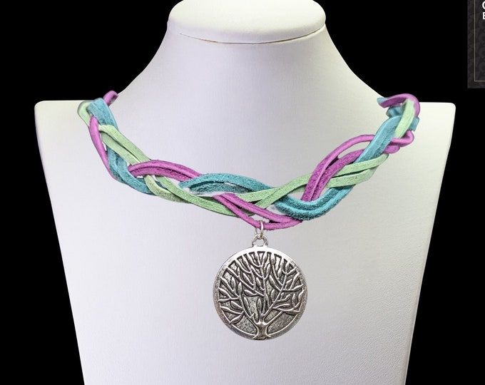 Leather choker with Tree of Life charm