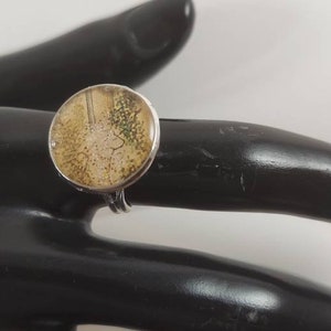 Japanese garden scene paper art in resin ring