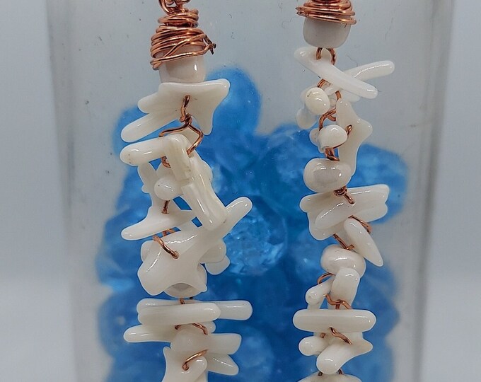 Cream coral dangle earrings