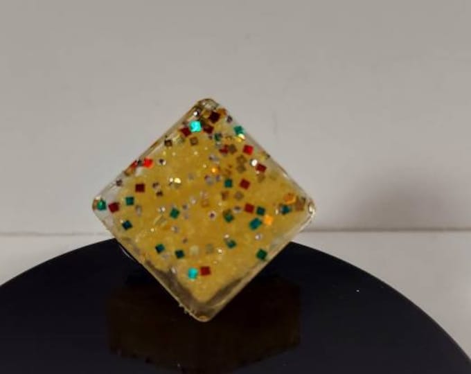 Rainbow sparkle statement ring, size 8