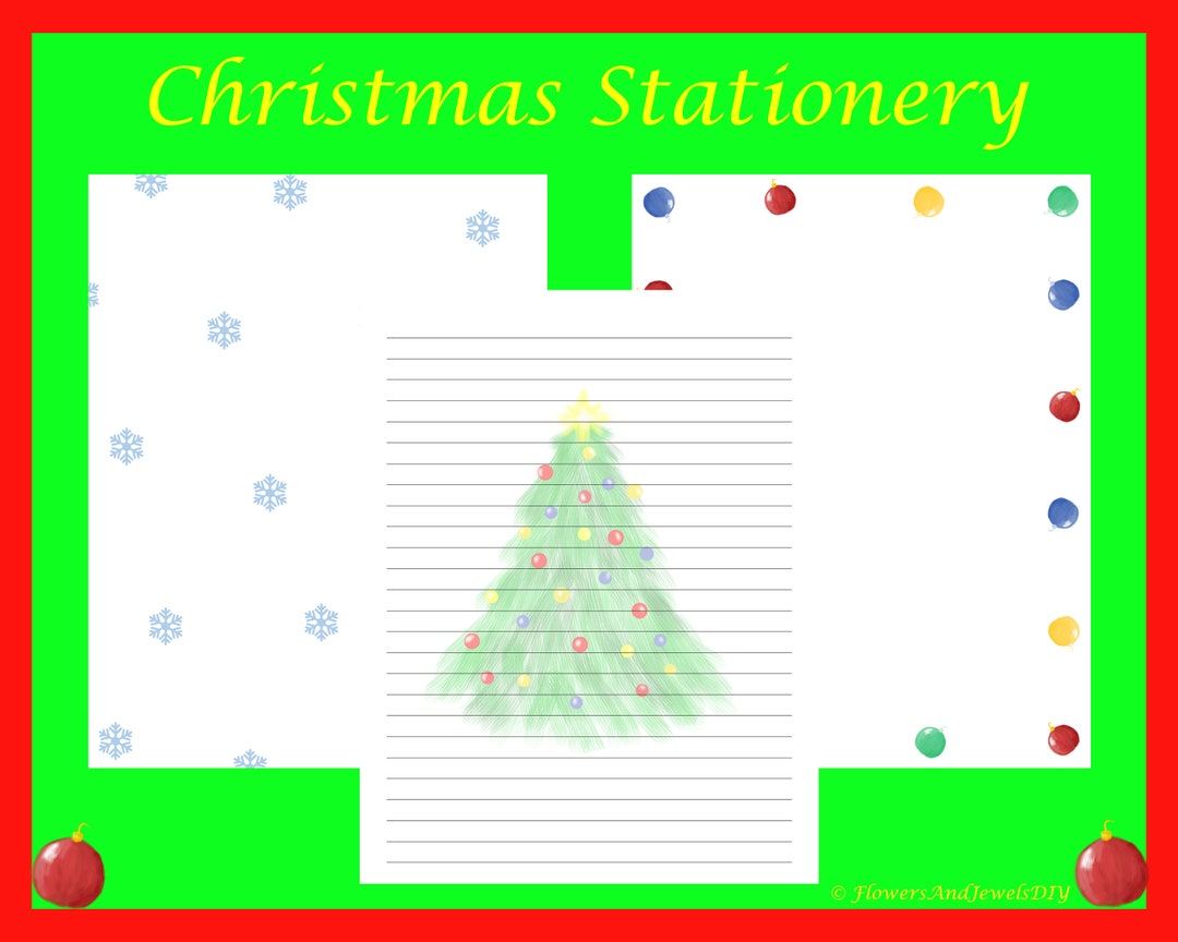 Printable Christmas Stationery Christmas Tree Snowflakes - Etsy