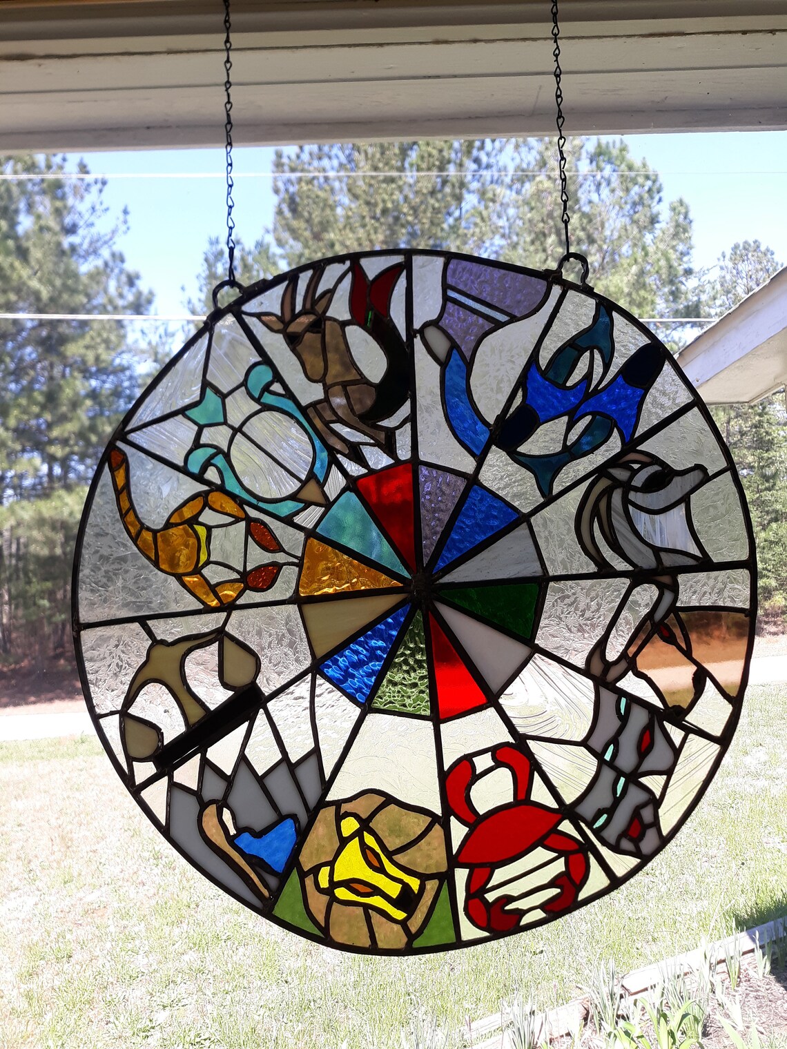 ZODIAC WHEEL in stained glass Etsy