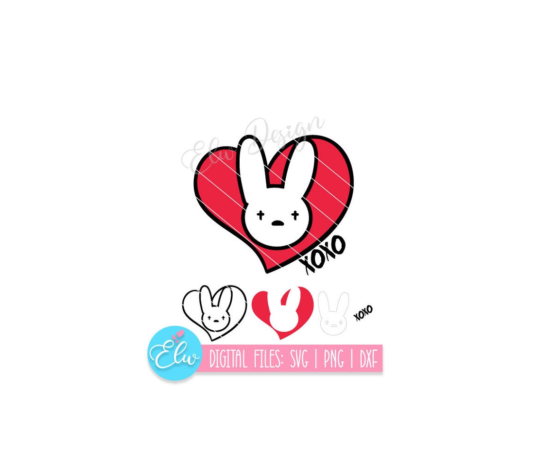 Bad Bunny Valentine's SVG Png Dxf Bad Bunny Heart SVG | Etsy