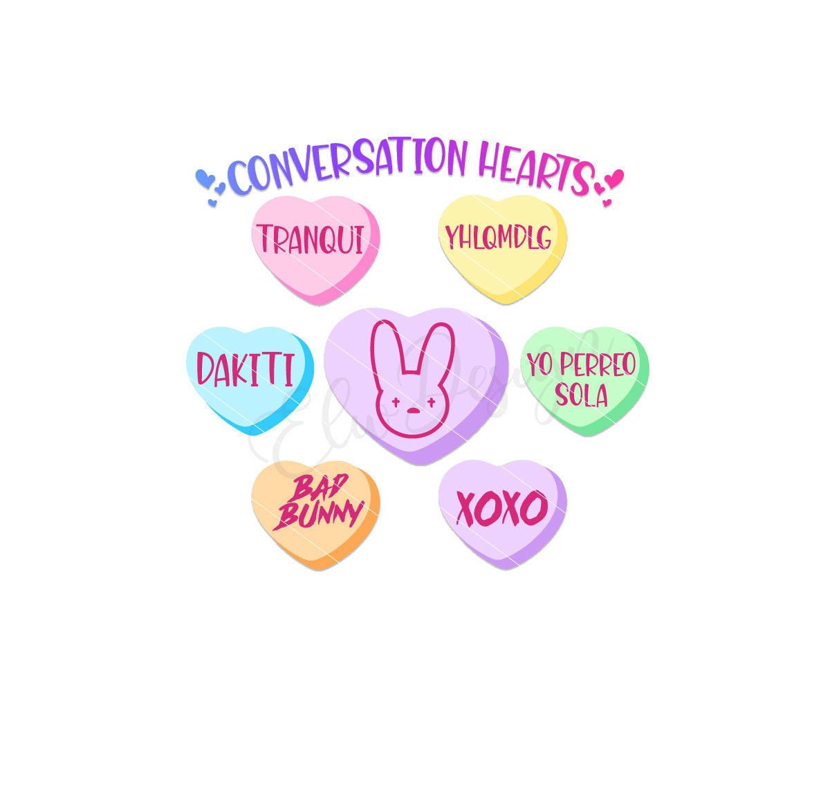 Bad Bunny Conversation Hearts Bad Bunny Valentine's SVG | Etsy