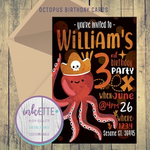 Custom Octopus Birthday Invitations