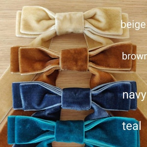 VELVET LONG BOW Double Bow Hair Clip Holiday BowMultiple Colour 1 inch Velvet RibbonGirl's bow image 5