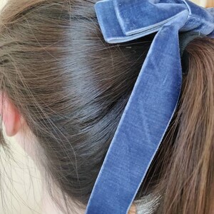 VELVET LONG BOW Double Bow Hair Clip Holiday BowMultiple Colour 1 inch Velvet RibbonGirl's bow image 10