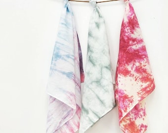 Pañuelo de algodón teñido anudado, pañuelo para el cabello, accesorios para mujer (50 x 50 cm)