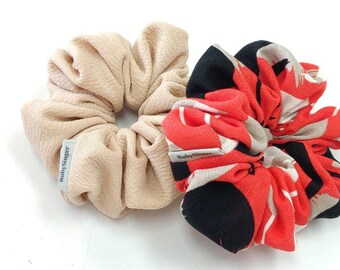 Leinen Floral Scrunchie | Großer Haargummi