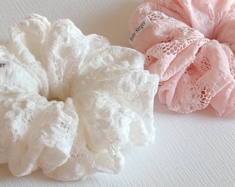 Lace Scrunchies|XL Scrunchie|Hair Elastic|Hair Accessory|Scrunchie Set|Gift for Her