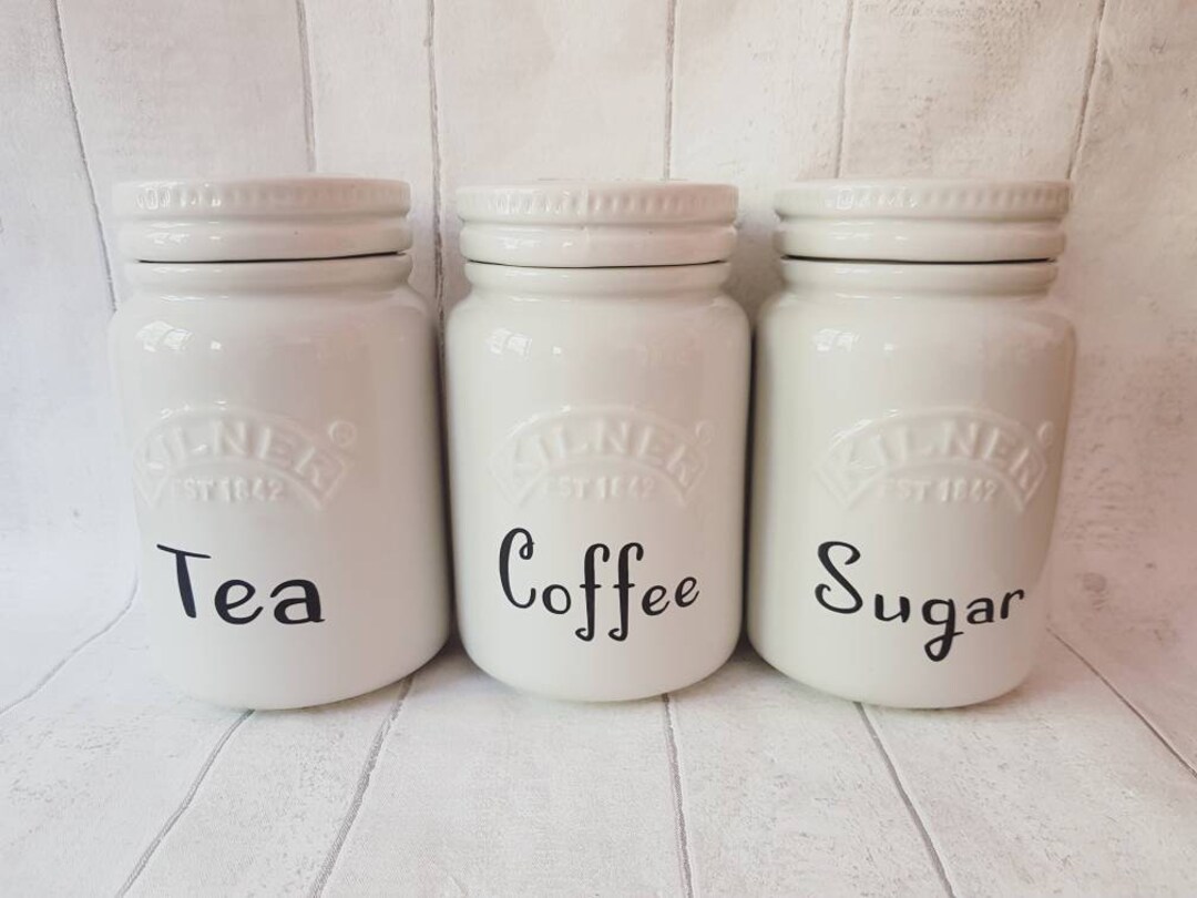 Tea Coffee Sugar Canister Kilner Ceramic Jars Kicthen Pots Sets Kitchen