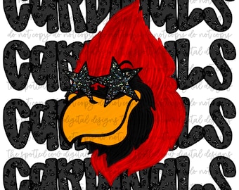 Preppy Black Leopard Star-Eyed Cardinals Mascot PNG