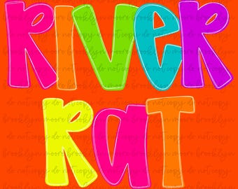 River Rat PNG, Summer PNG, Summer River Rat PNG, Summer, Neon, Doodle, Transparent Background, Bright Summer, Neon Summer