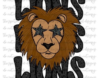 Preppy Black Leopard Star-Eyed Lions Mascot PNG