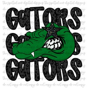 Preppy Black Leopard Star-Eyed Gators Mascot PNG