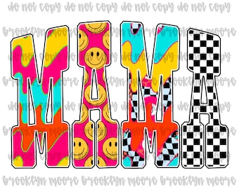 groovy smiley checker retro mama PNG, mama PNG, mother PNG, mom, mama, digital download, mama digital, groovy mama png, smiley mama png