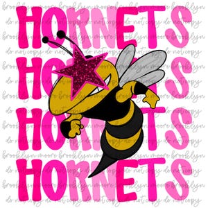 Preppy Pink Star-Eyed Hornets Mascot Pink Out Awareness PNG